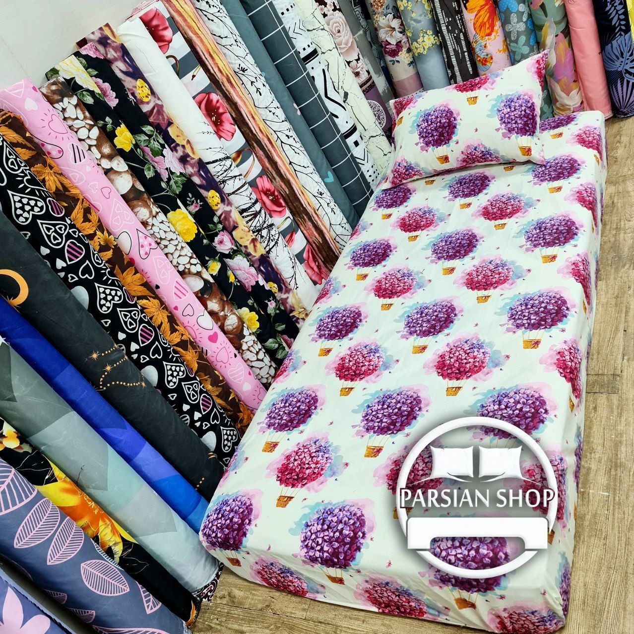 روتختی ارزان یکنفره ملحفه کشدار 2 تکه طرح بالن فانتزی