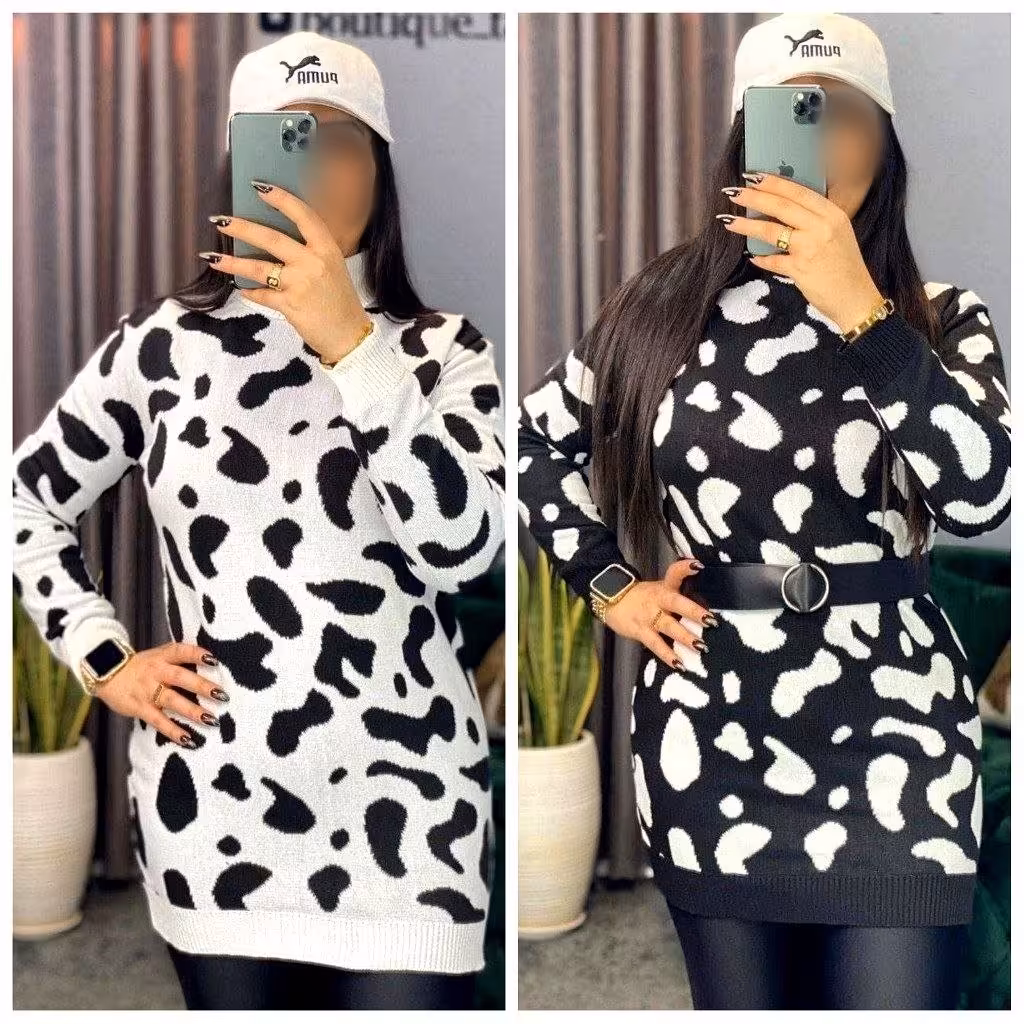 بلوز طرح گاوی بدون کمربند(فری سایز تا 46 ) بلیز گاوی - تونیک گاوی - بلوز گاوی - بلوز طرح گاوی -  تونیک طرح گاوی 