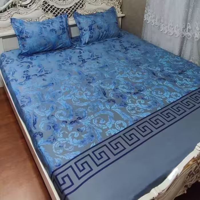 روتختی کشدار  تخت دو نفره طرح  ورساچ ابی طوسی