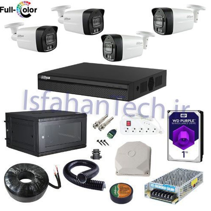 پکیج دوربین مداربسته داهوا شماره 444- 4دوربین 2مگاپیکسل تمام رنگی