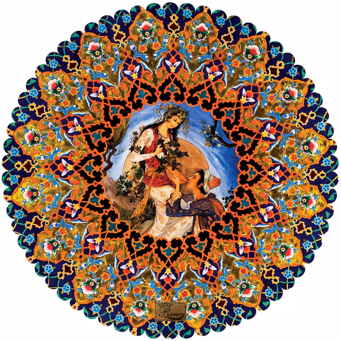 رومیزی مخمل طرح لیلی مجنون سایز 50 در 50 مدل T15-416 شرکت رنس