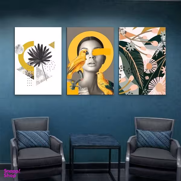 تابلو شاسی بکلیت طرح نقاشی مدرن مدل SH-945 مجموعه 3 عددی