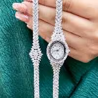 ساعت و دستبند نقره زنانه