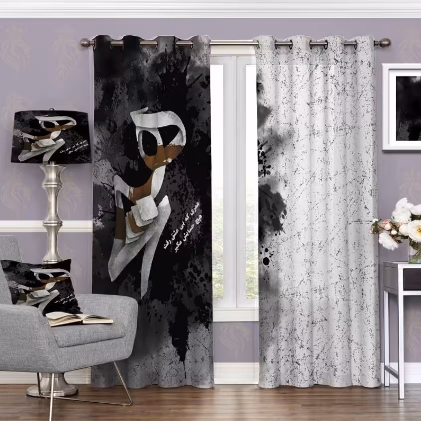 پرده چاپی  پانچ  طرح   خط نوشته (نستعلیق)  کد 3064