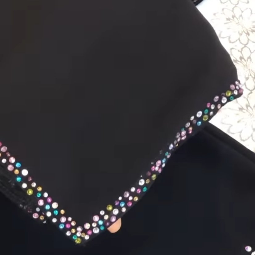 روسری کرپ حریر مشکی اعلا سنگ دوزی مجلسی