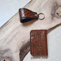 ست جاکارتی و دسته کلید چرم طبیعی دستدوز 