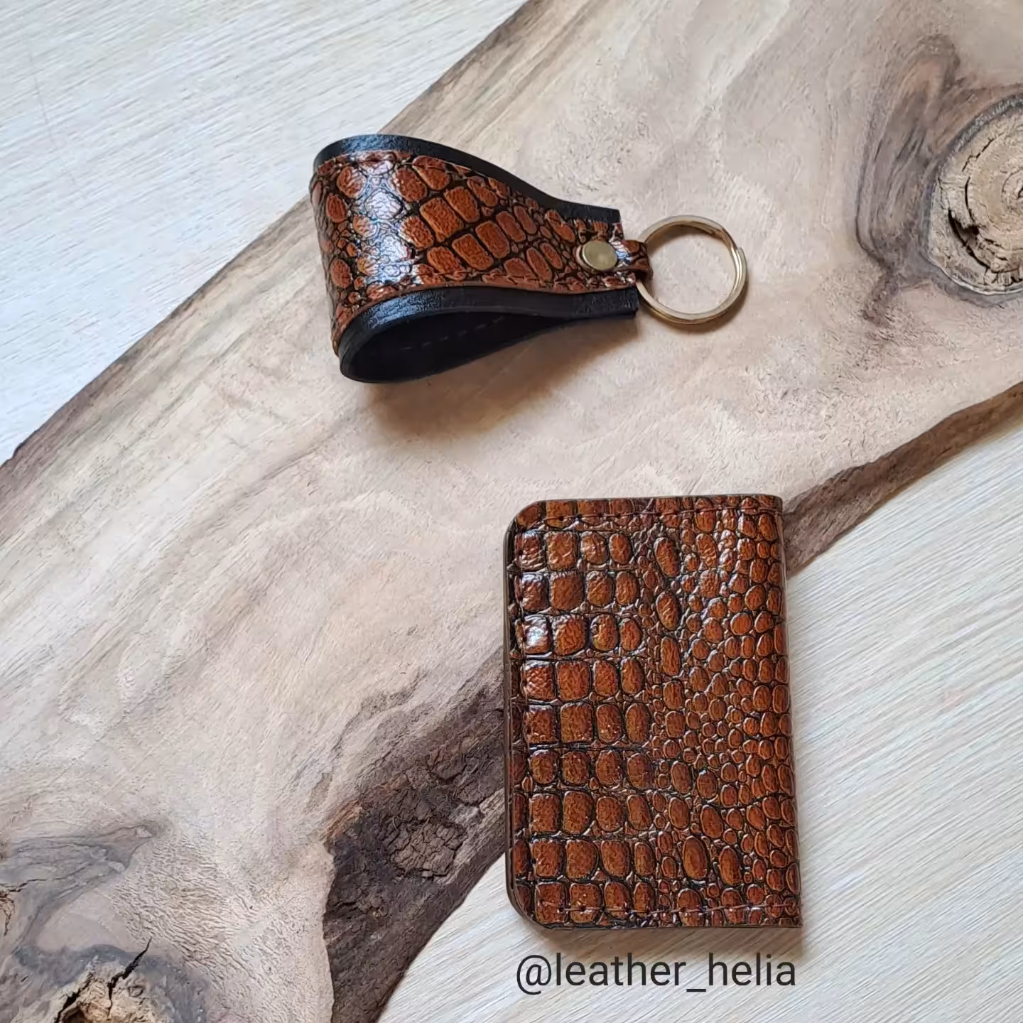 ست جاکارتی و دسته کلید چرم طبیعی دستدوز 