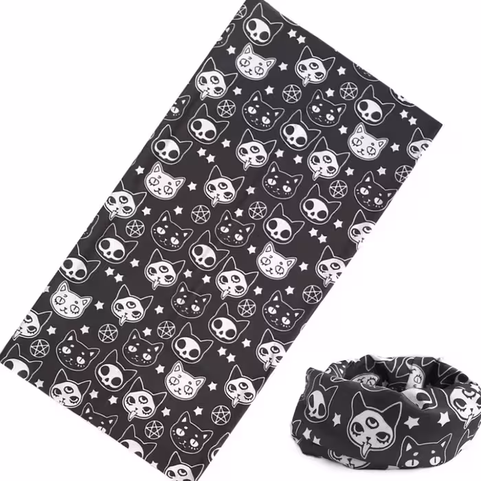دستمال سر باندانا طرح گربه جنس کتان ضد بو ضد آلودگی 