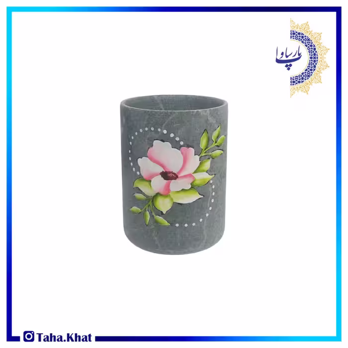 لیوان سنگی نقاشی شده با طرح گل