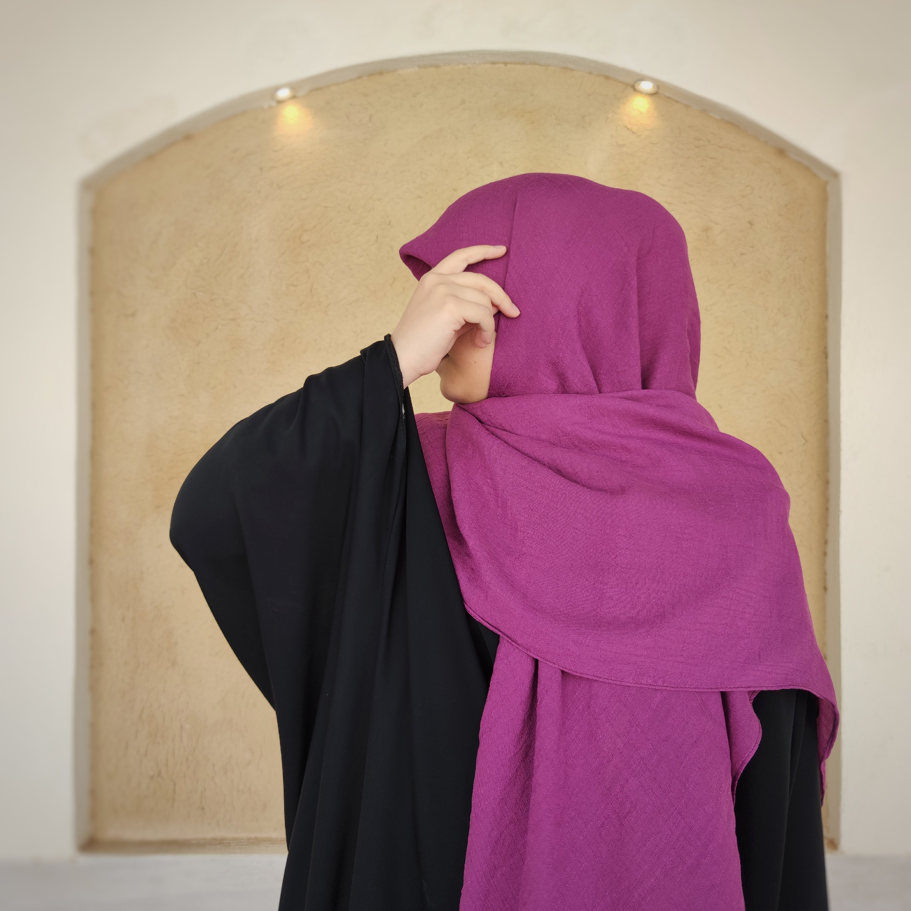 روسری وال نخی بنفش خوشرنگ 
