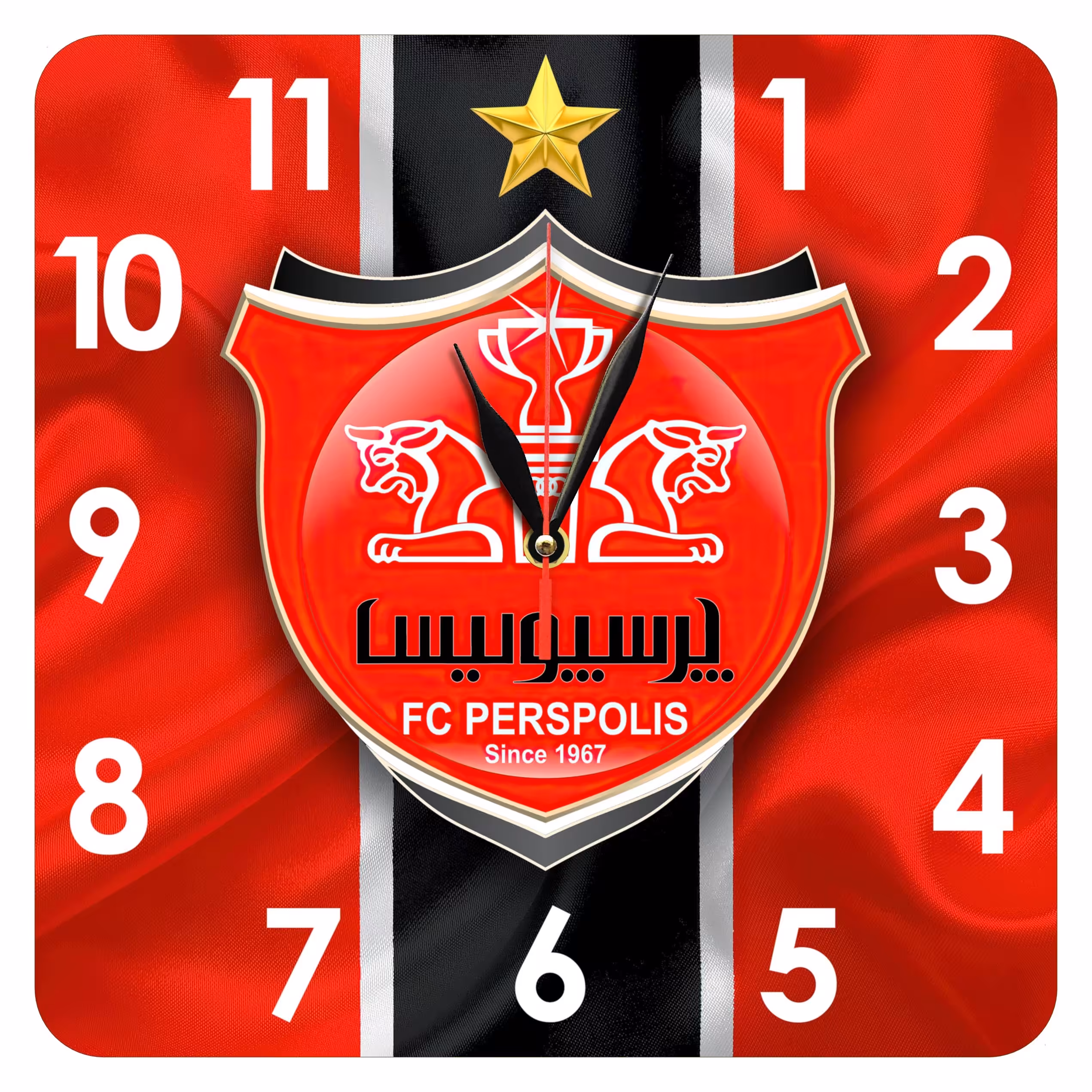 ساعت دیواری مدل 1087N طرح پرسپولیس سایز 29 در 29