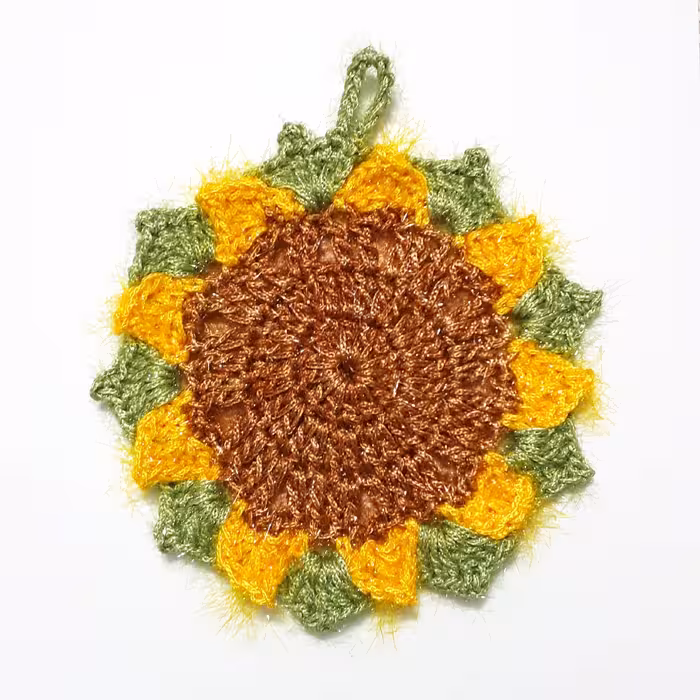 اسکاچ بافتنی طرح گل آفتابگردان
سایز: 10*10