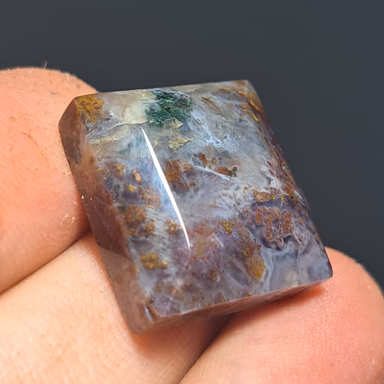 نگین سنگ عقیق شجر شکوفه اصل طبیعی تراش دست 