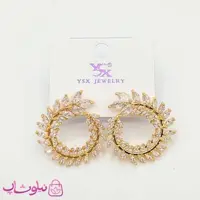 گوشواره میخی زنانه YSX مجلسی نگیندار طلایی