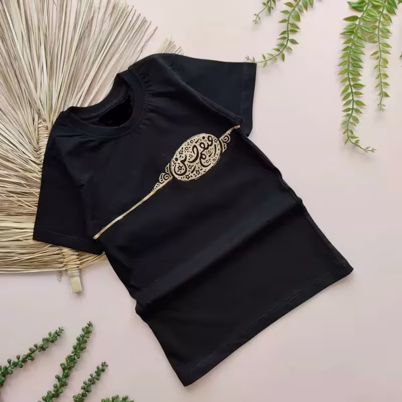 تیشرت مشکی مخصوص محرم جنس پنبه لاکرا در سایزبندی 2تا 12سال