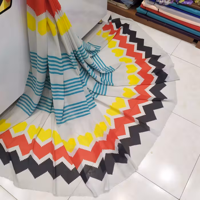 پارچه حریرژوژت دوسرحاشیه طرح پرچم آلمان عرض150سانت متری105تومن