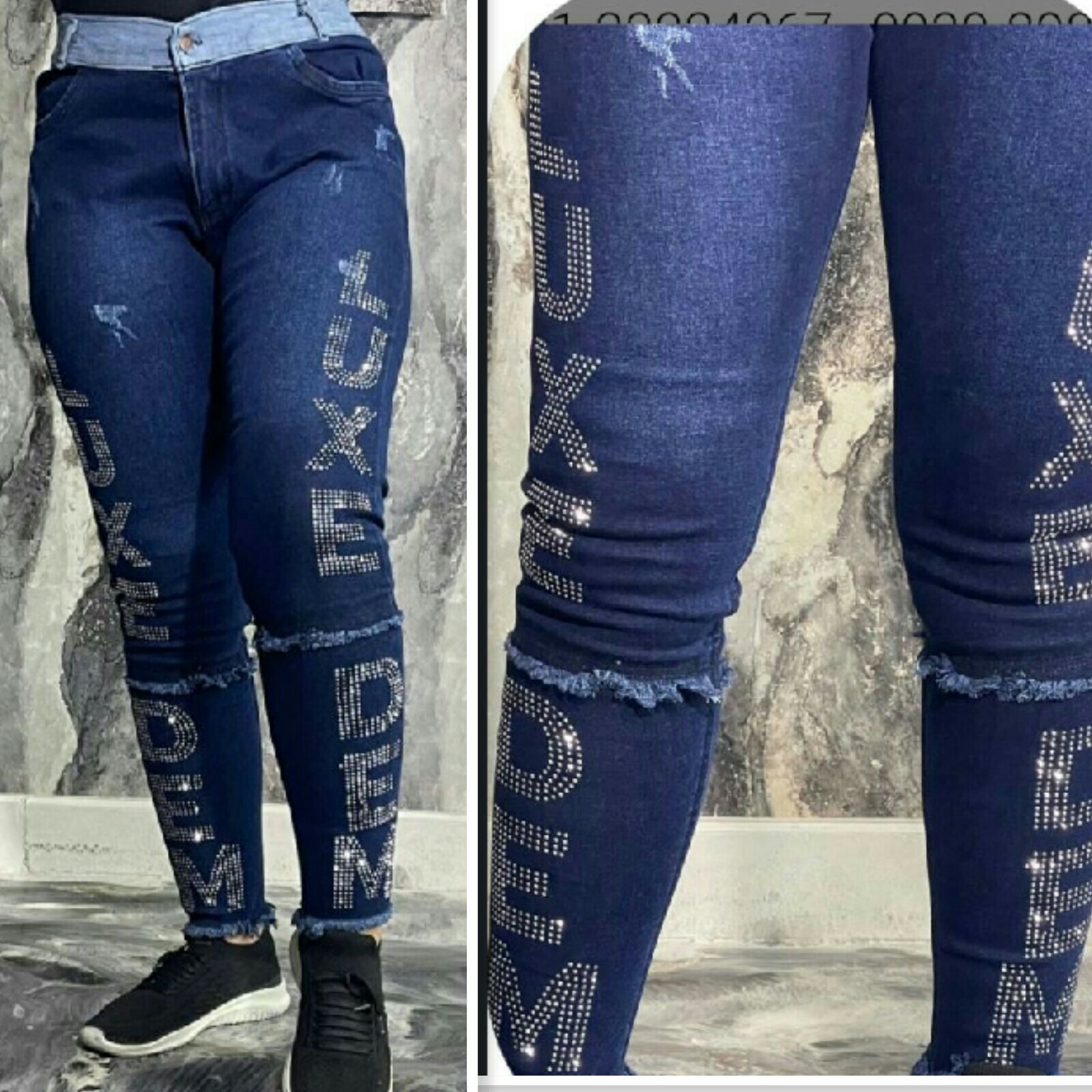 شلوار لی با سایز لارژ نگین دوزی