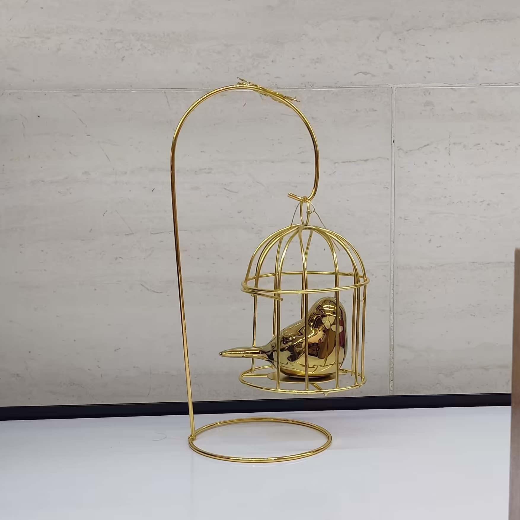 قفس آویز طلایی (همراه با پرنده)
