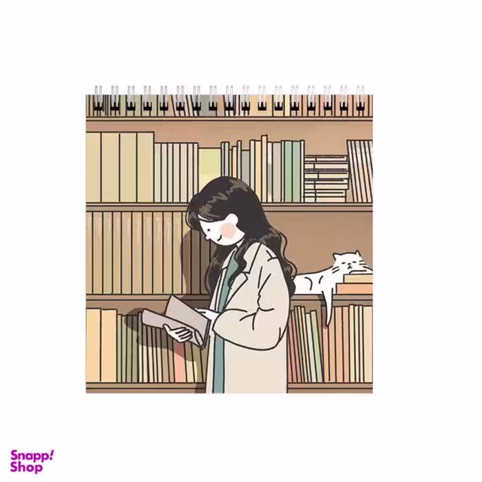 دفتر طراحی طرح دختر و کتاب و گربه کد 9107809