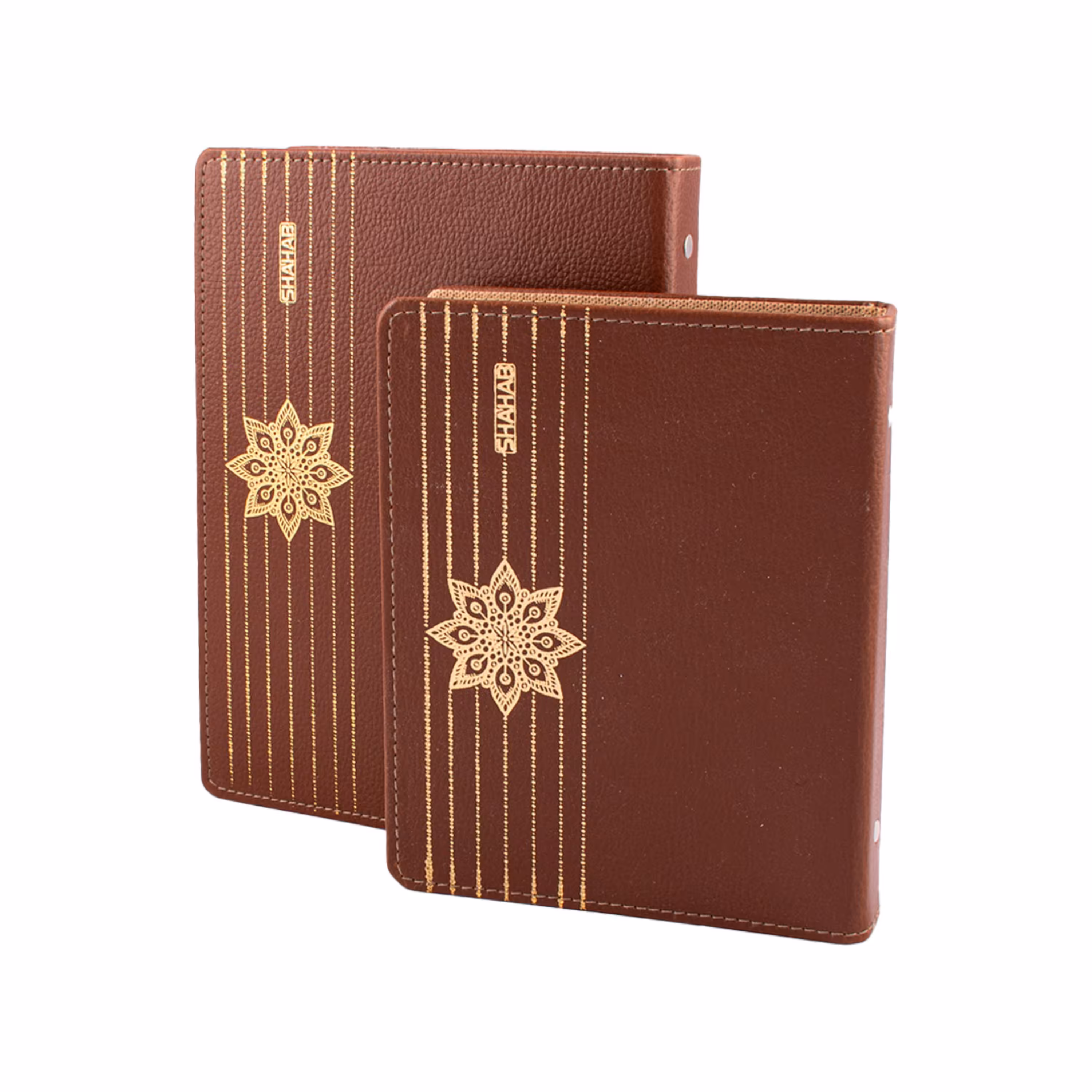کلاسور مدل ست یک تکه چرمی طلاکوب شده مجموعه 2 عددی قهوه ای روشن کد Lio108 