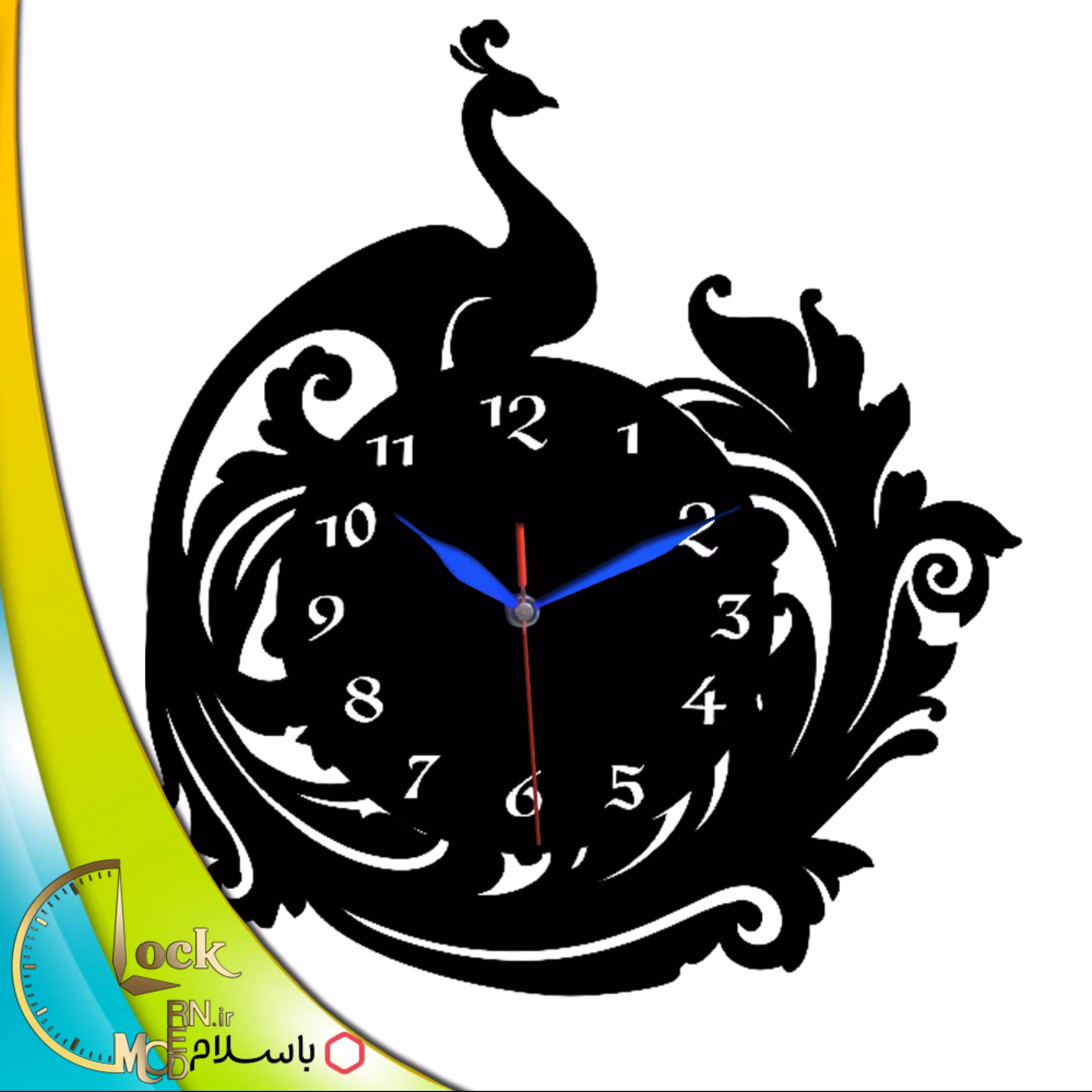 ساعت دیواری طرح طاووس کد 556