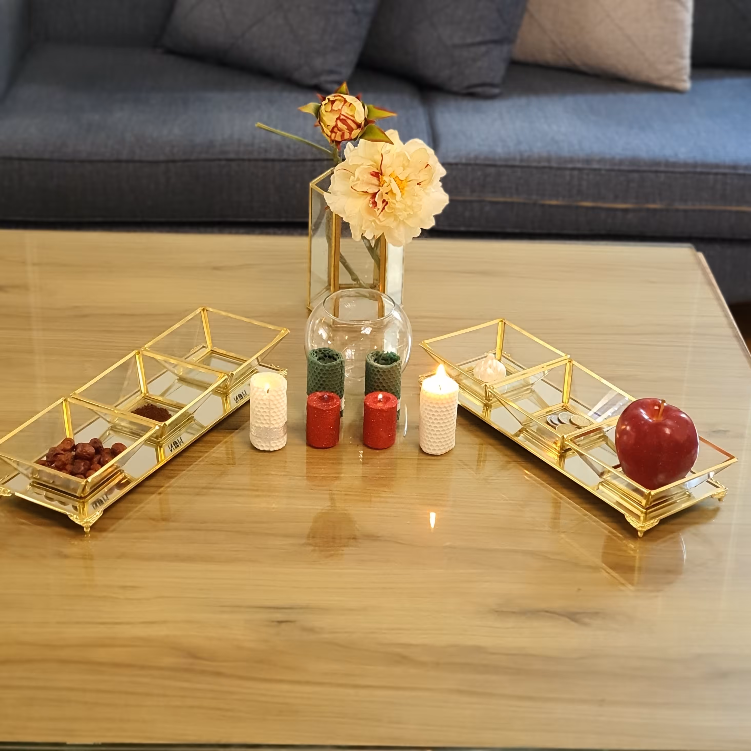 ست هفت سین شیشه ای و برنجی