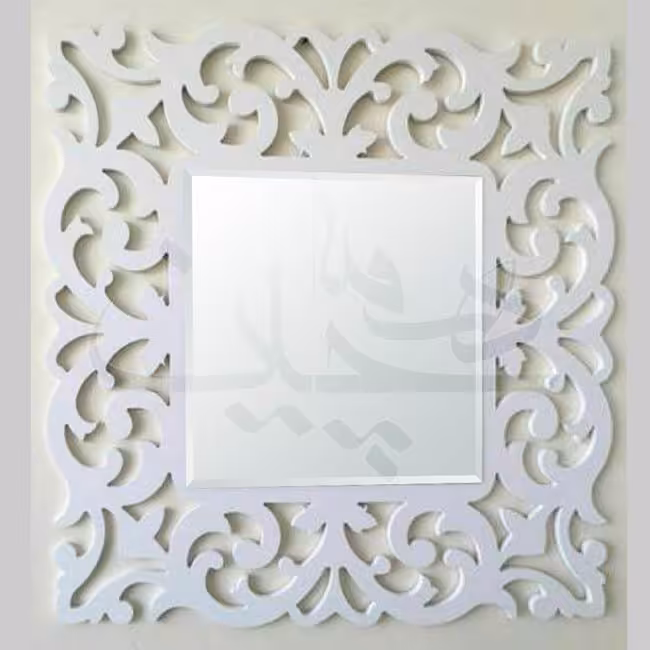 آینه مربعی دیواری ، رنگ سفید ، PVC - ضد آب - 50 سانت در 50 سانت