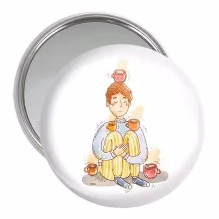 آینه جیبی خندالو مدل قهوه Coffee کد 5562