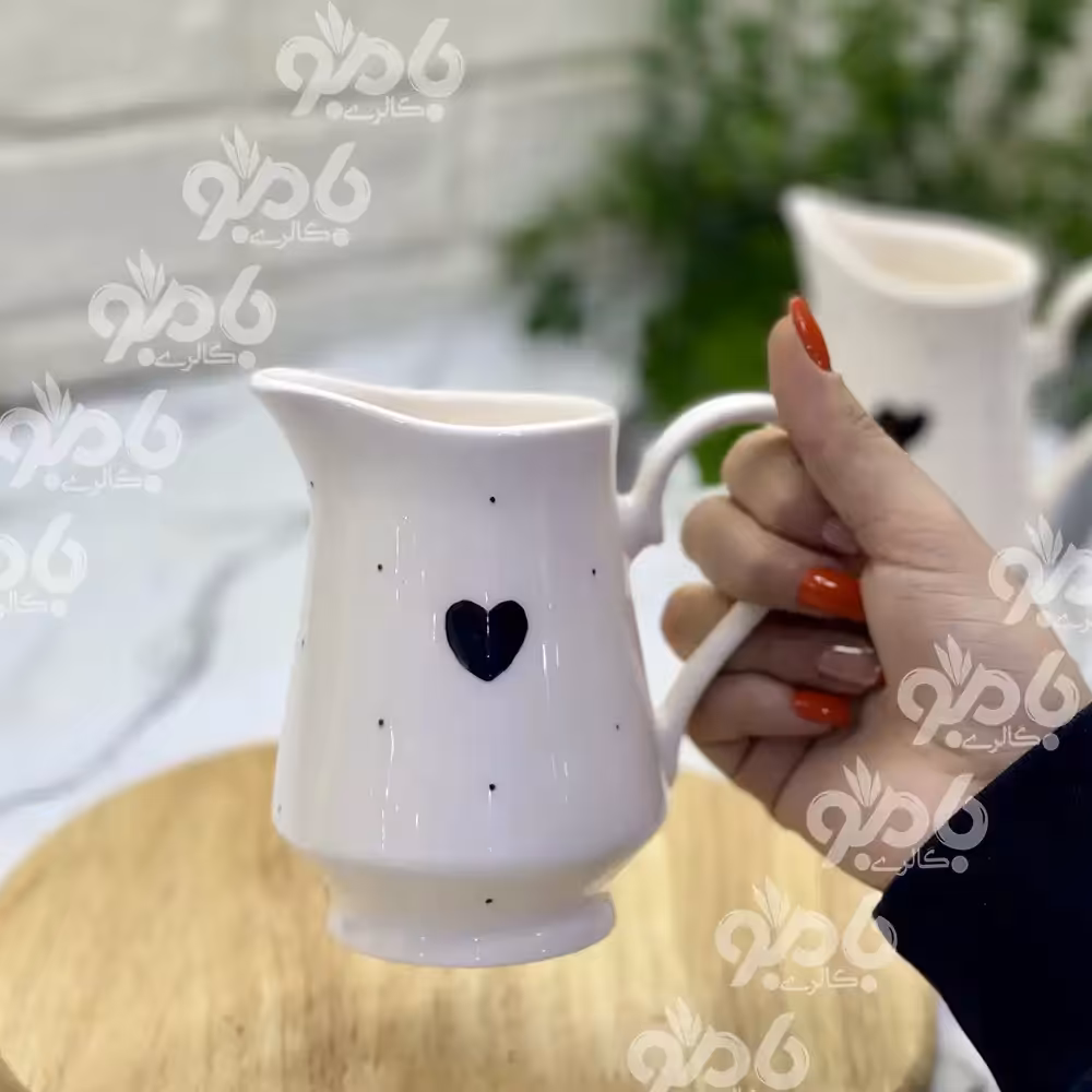 پارچ سرامیکی کوچک قلب خال مشکی