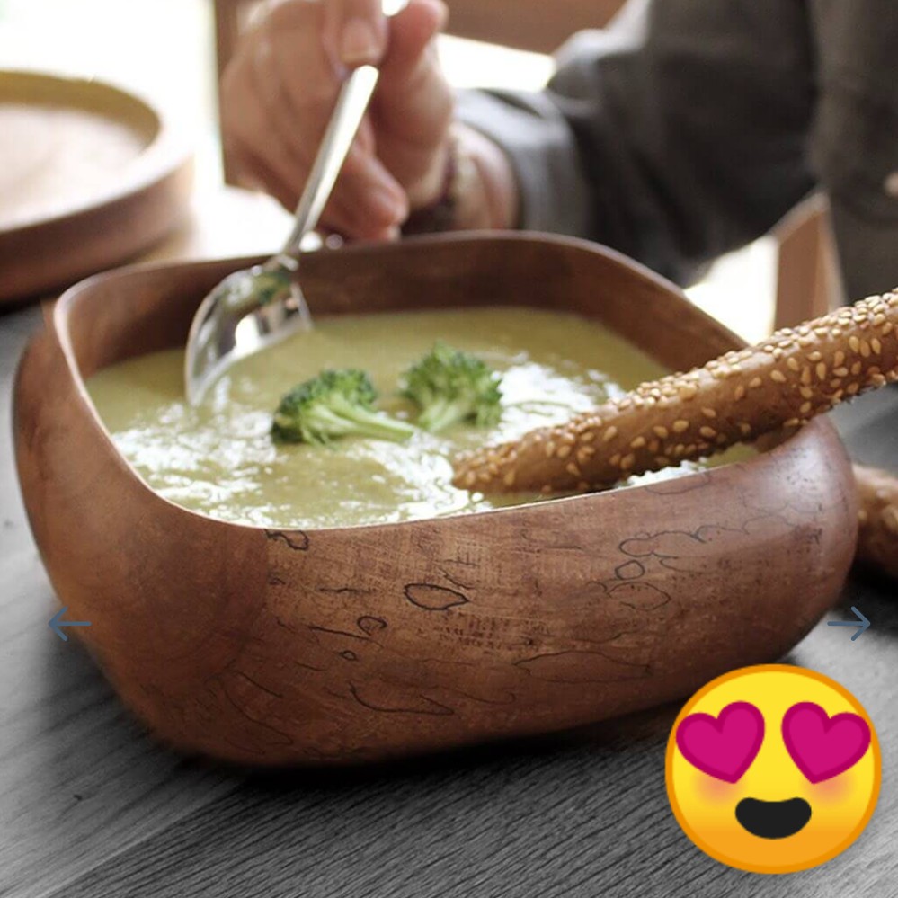 کاسه پیاله چوبی مربع،چوب طبیعی گردو ، طرح خمره ای سایز متوسط 23 سانتی مدل W B2229