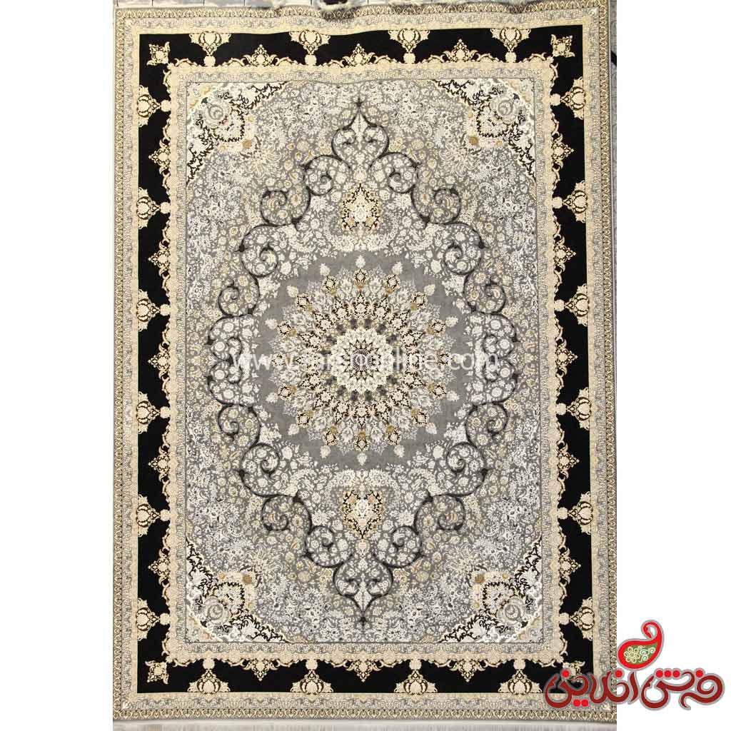 فرش زمرد مشهد برجسته طرح 23002 آبی