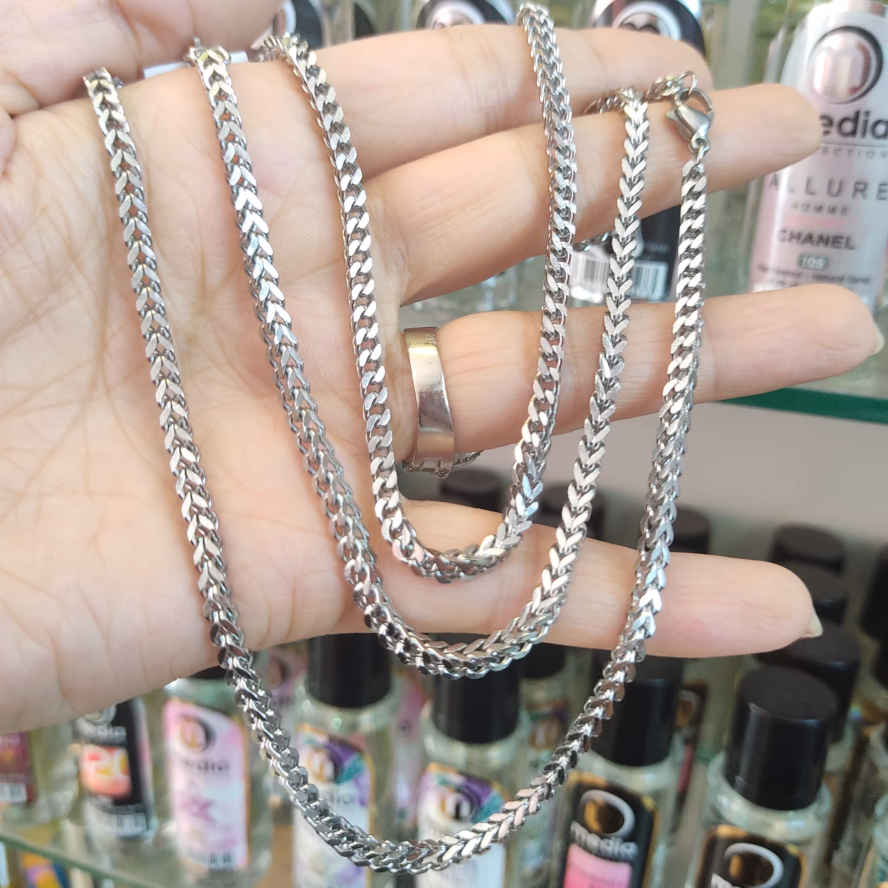 ست گردنبند و دستبند استیل رنگ ثابت آبکاری شده کیفیت عالی 