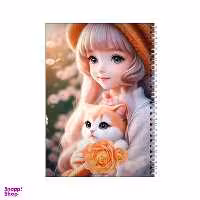 دفتر مشق 100 برگ بامبیلیپ طرح دختر و گربه و گل رز کد 4564614