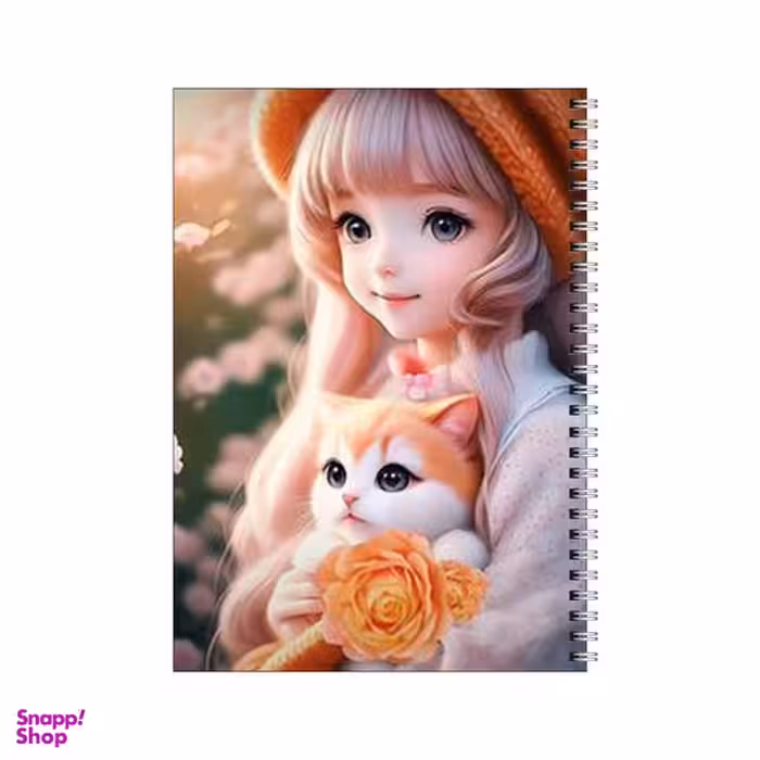 دفتر مشق 100 برگ بامبیلیپ طرح دختر و گربه و گل رز کد 4564614