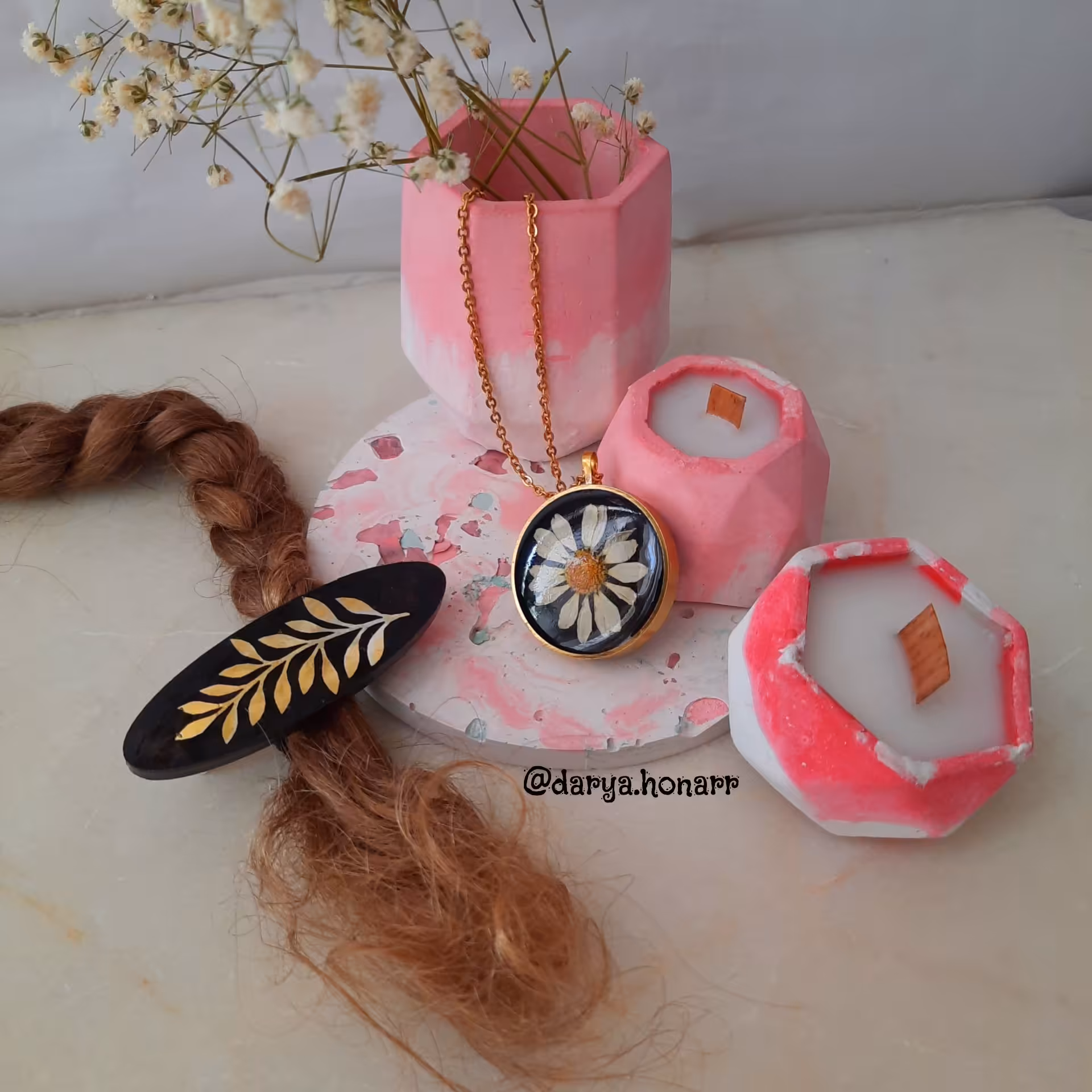 ست شمع و گلدان  بتنی دکوراتیو