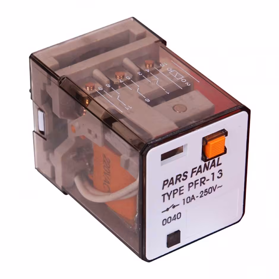 رله شيشه اي سه كنتاك مدل PFR-12 ولتاژ 220VAC-برق شیرازیان