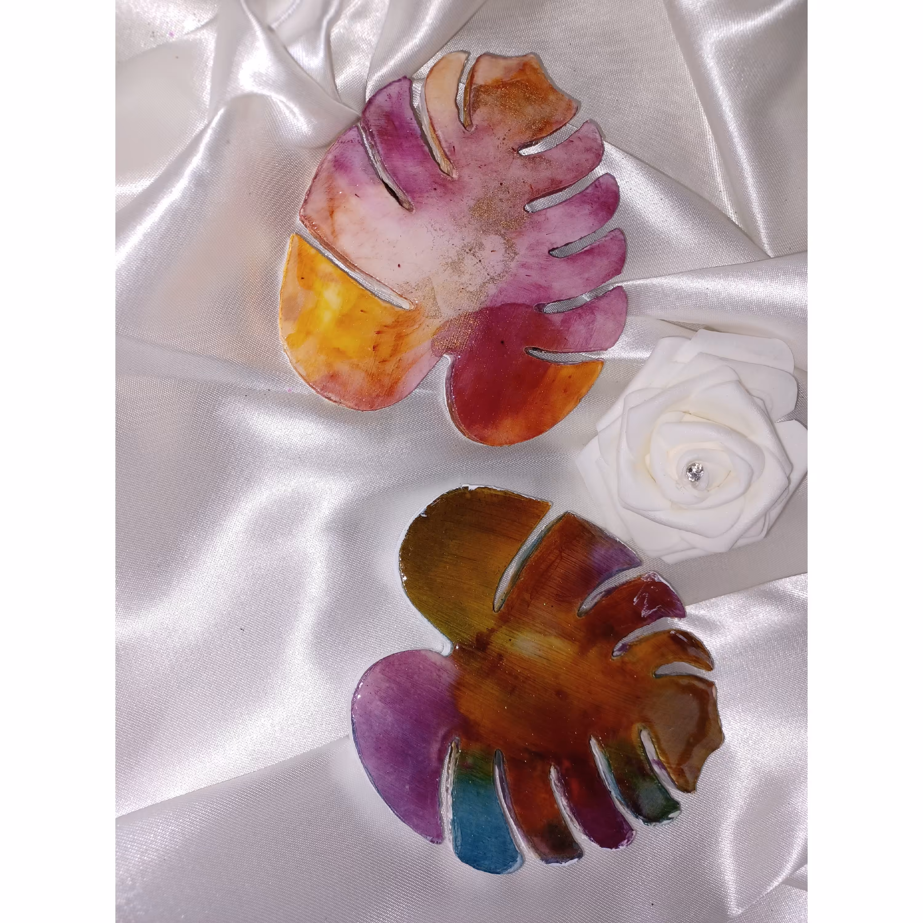 زیرلیوانی چوب و رزین طرح برگ