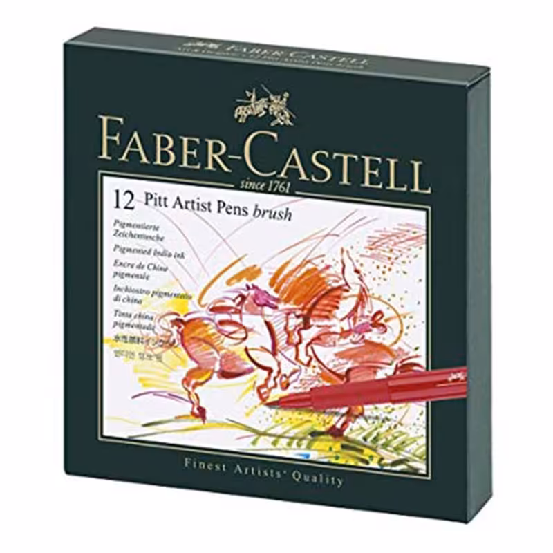 خرید ماژیک رنگ آمیزی حرفه ای فابر کاستل 12 رنگ Pitt Artist Brush کد 23167146