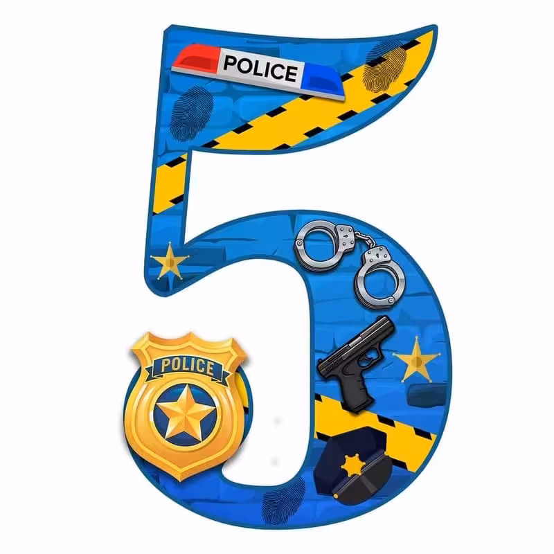 استند رومیزی تولد مدل عدد 5 طرح پلیس