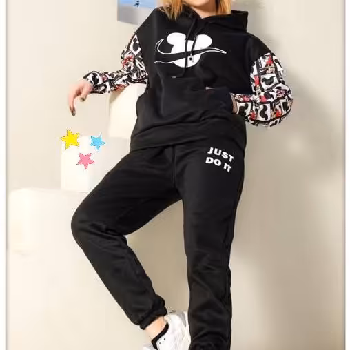 ست هودی و شلوار بیرون پوش دورس 3 نخ تو کرکی