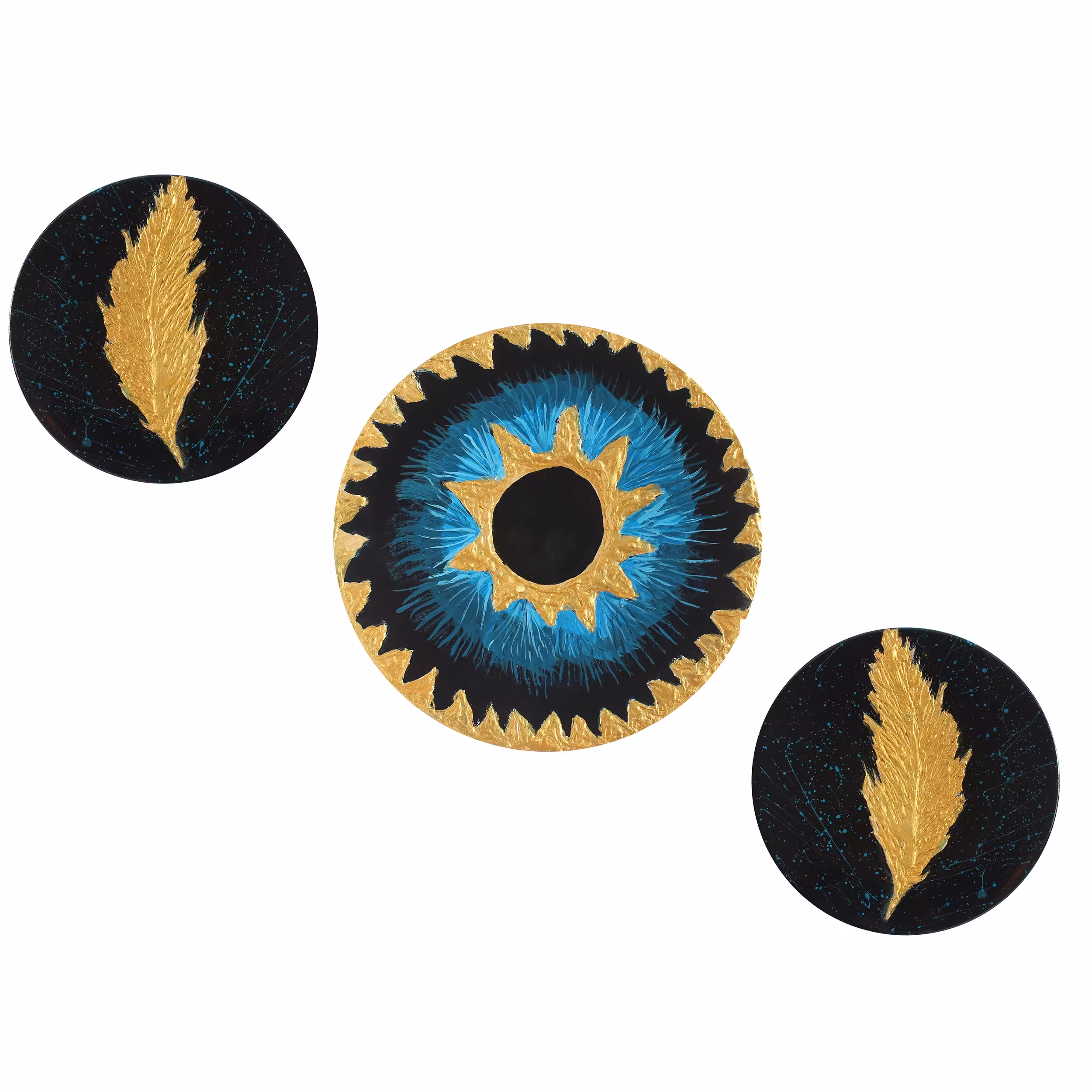 دیوارکوب سفالی مجموعه سه عددی طرح چشم نظر هنر دست