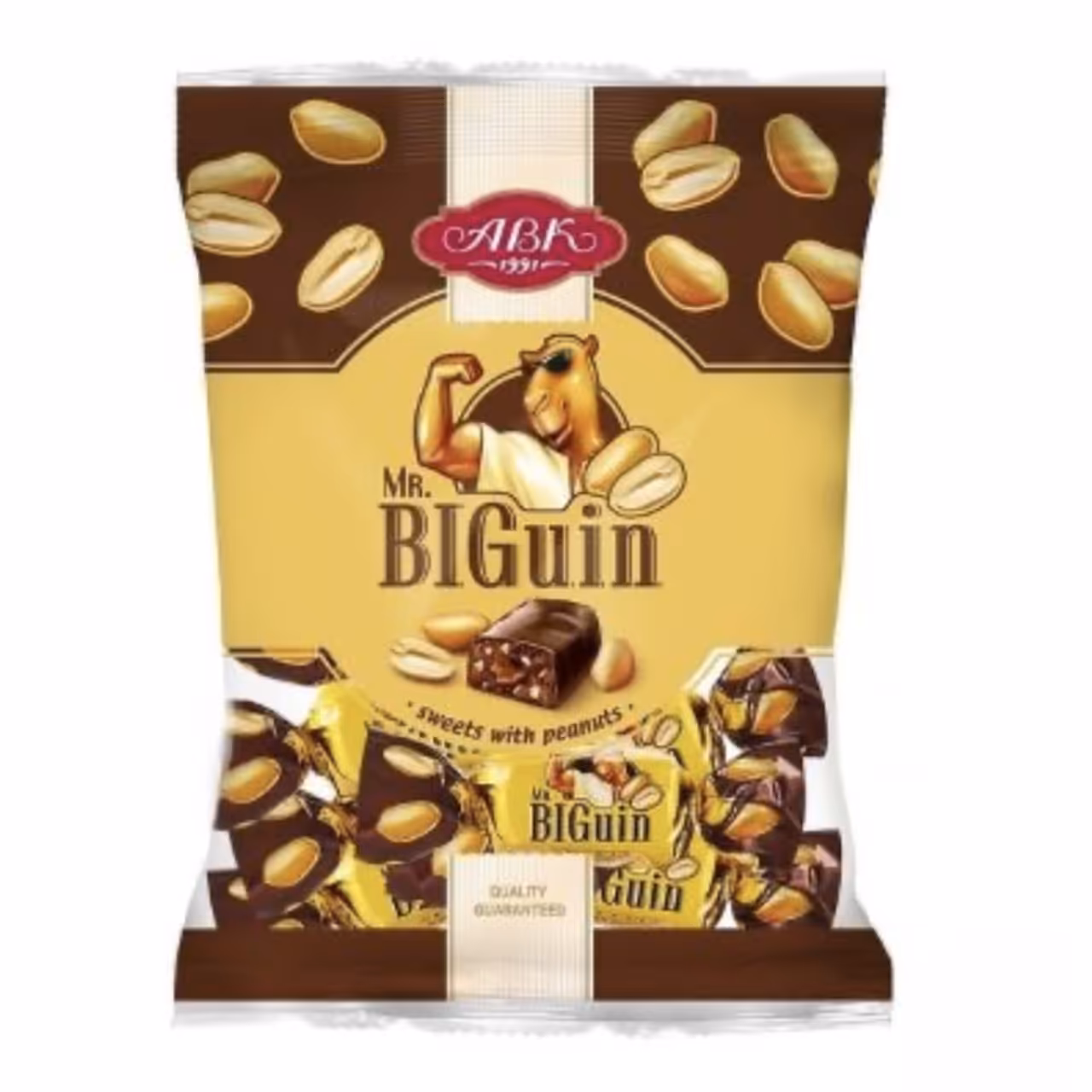 شکلات با مغز بادام زمینی و کارامل مستر بیگویین حجم 1 کیلوگرم