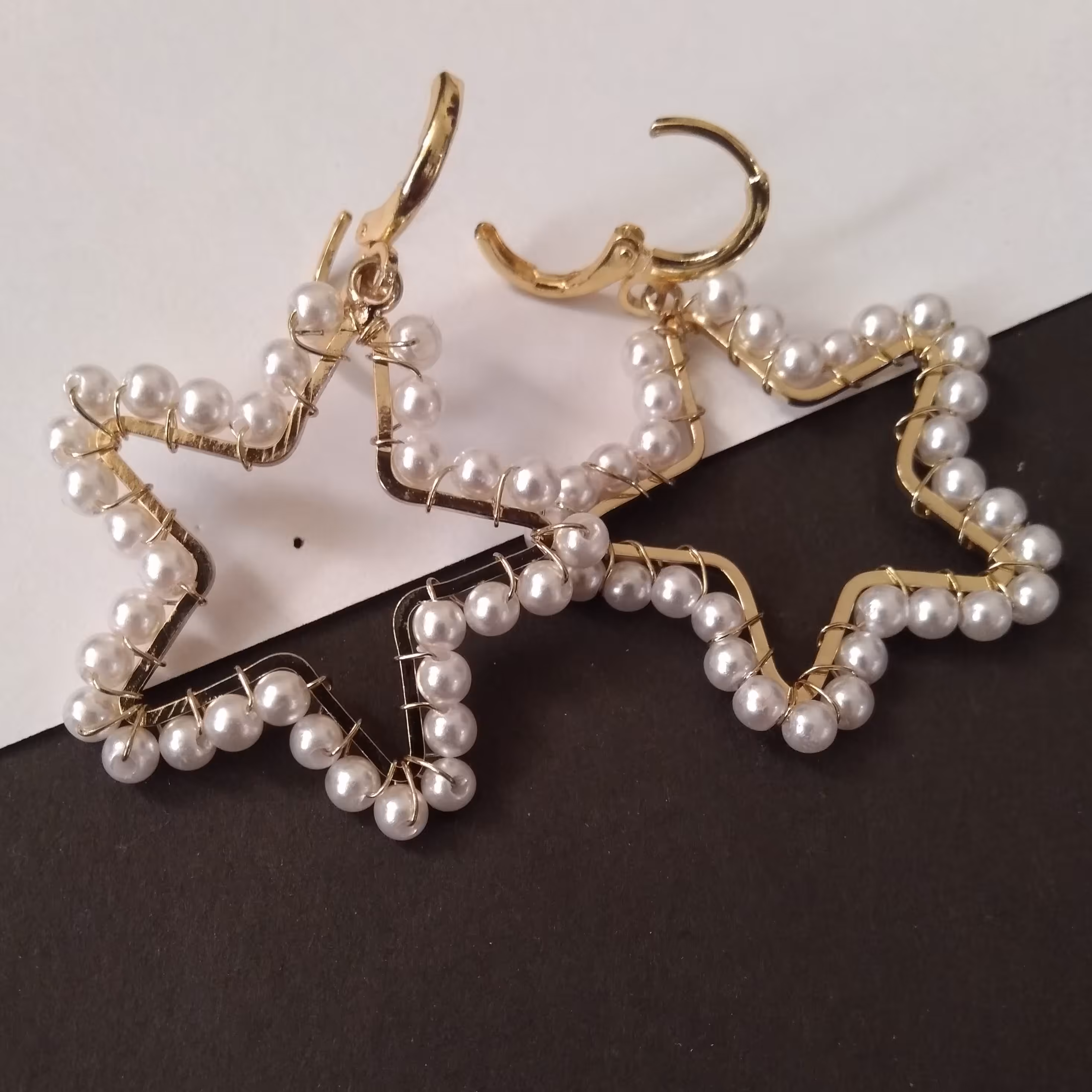 گوشواره رنگ ثابت طلایی استیل مرواریدی ضد حساسیت