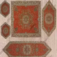 ست 5 تکه رومیزی ترمه افشاری رنگ قرمز با کیفیت عالی