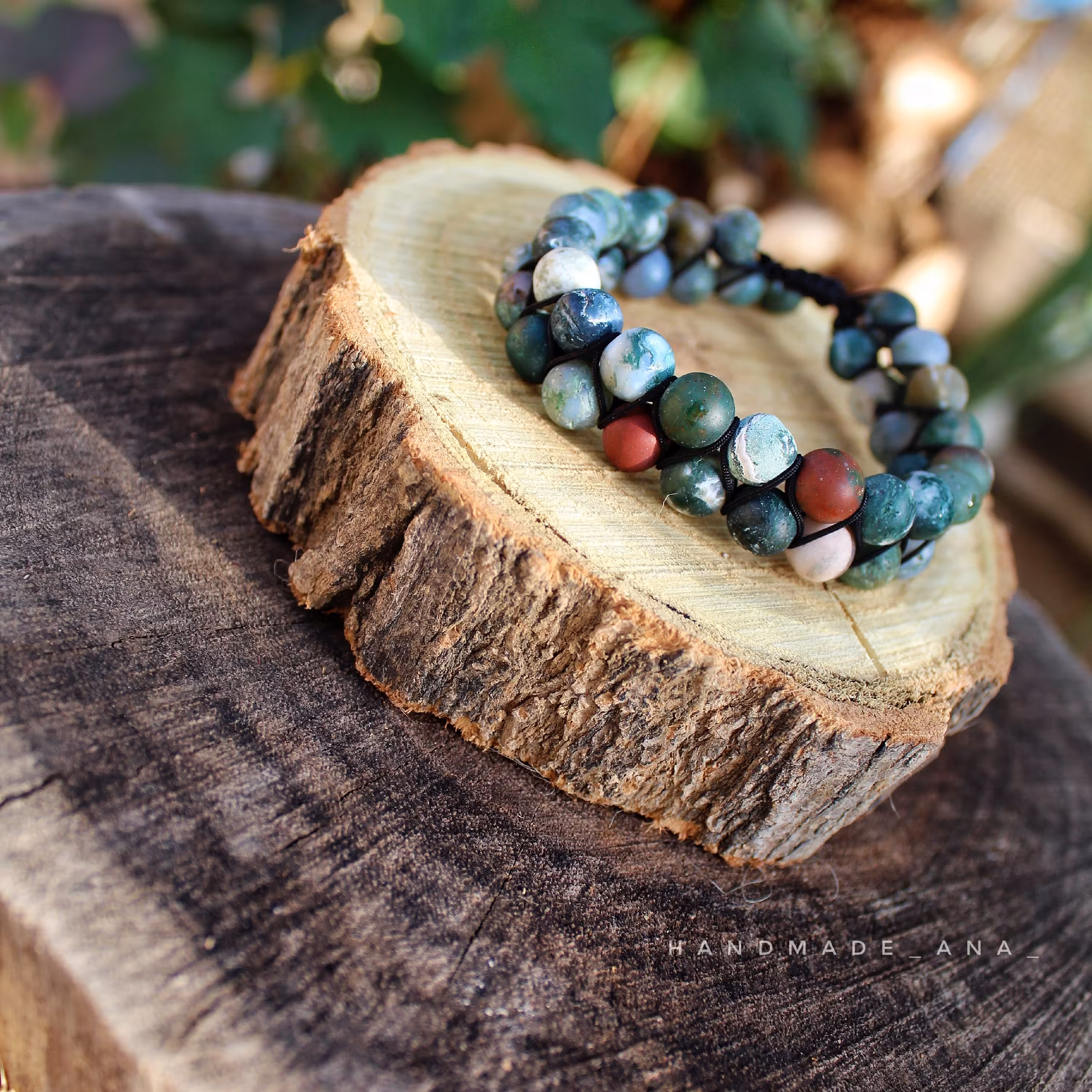 دستبند سنگ دو ردیفه ی عقیق 🤩