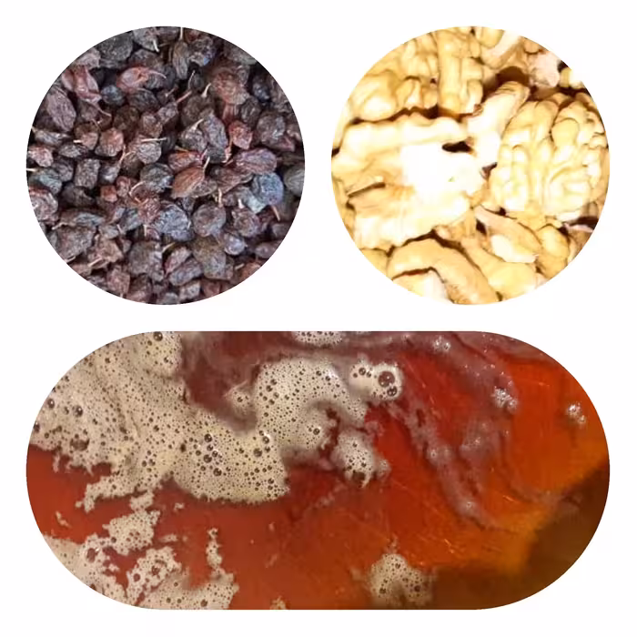 پک مقوی سه عددی شیره و کشمش و مغز گردو دو کیلویی