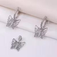 نیم ست نقره پروانه قالب و مشابه طلا سفید کد 1630