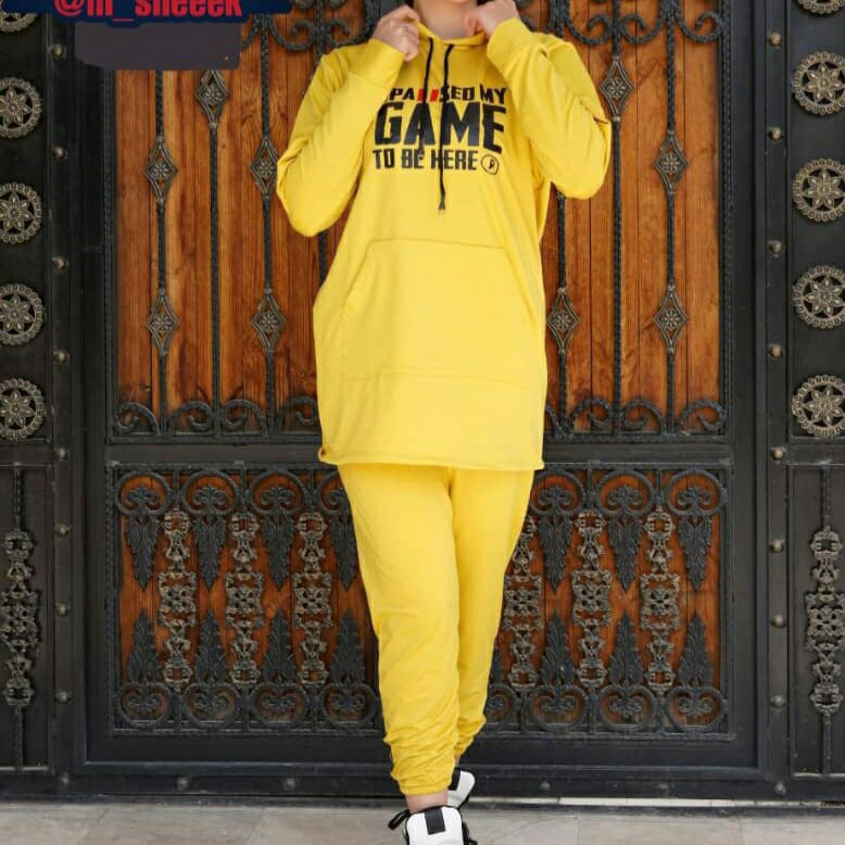 ست هودی شلوار زنانه GAMEپارچه دورس اسپان گرم بالا