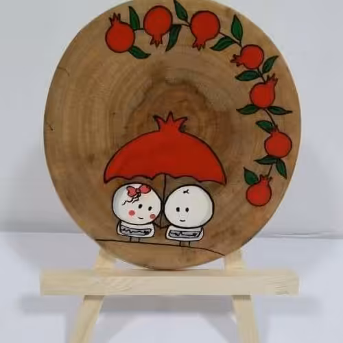 گیفت یلدایی طرح  روی چوب عاشقانه تم یلدا