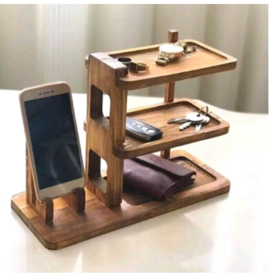 استند نظم دهنده موبایل سه طبقه چوبی